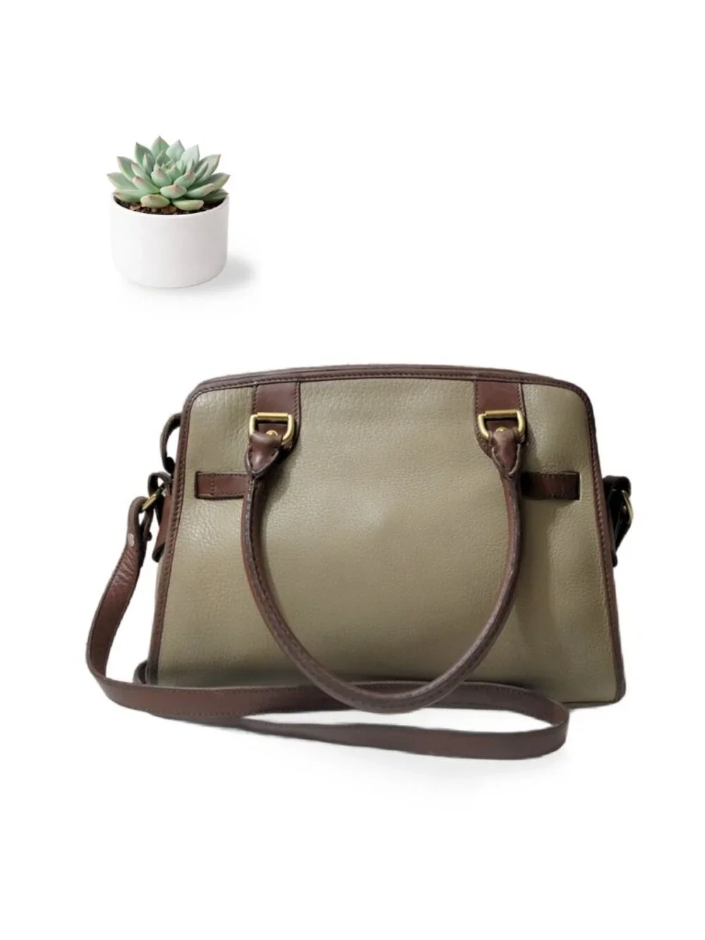 Dooney & Bourke Vintage All Weather Leather Satchel Taupe Tan Duck Made in USA